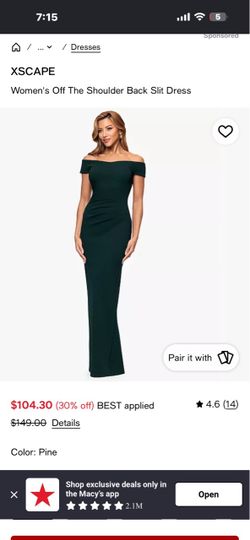 XSCAPE Women's Off The Shoulder Maxi Dress