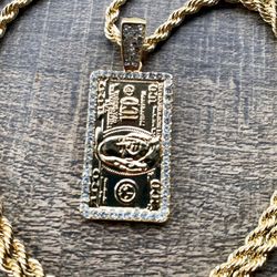 DOLLAR BILL Pendant with Rope Chain Necklace