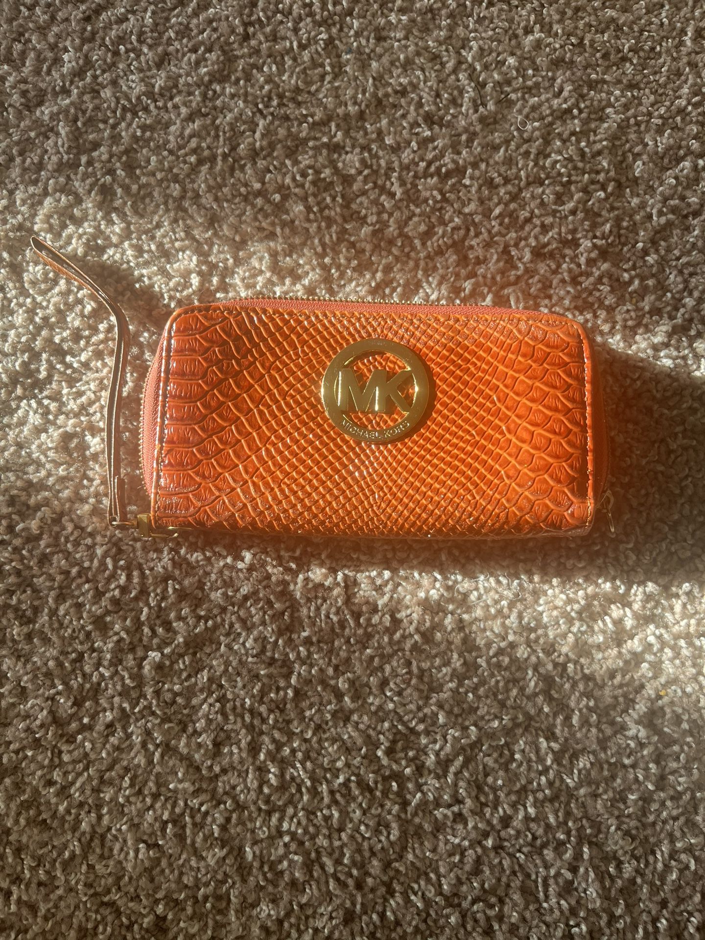 Michael Kors Crocodile full size Clutch/Wristlet (orange)