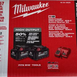 Milwaukee M18 18-Volt Lithium-Ion High Output Starter Kit with Two 6.0 Ah Battery and Charger