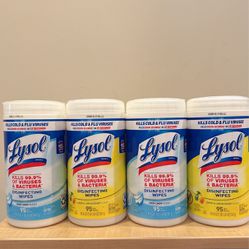 Lysol wipes 95 count: $4 each