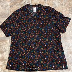 Disney Marvel Avengers  Rainbow Pride Camp Button Woven Pocket Shirt Sz XL NEW