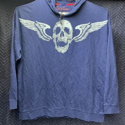 Robert Graham Skull Wings Hoodie 3x Blue Graphic Pullover Mens Knowledge Truth