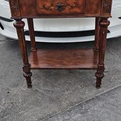 Wood Side Table with Drawer Accent 16x28x33h heavy beautiful 