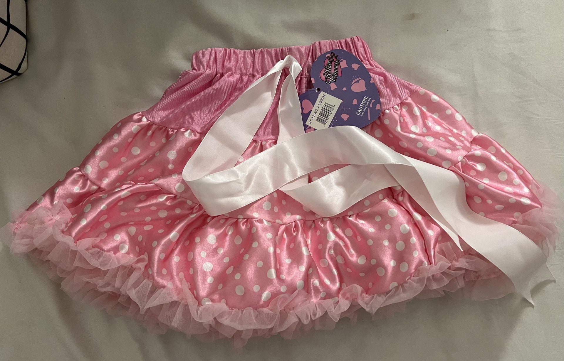 NWT Miss Princess Pink Polka Dot Pettiskirt For Dress Up