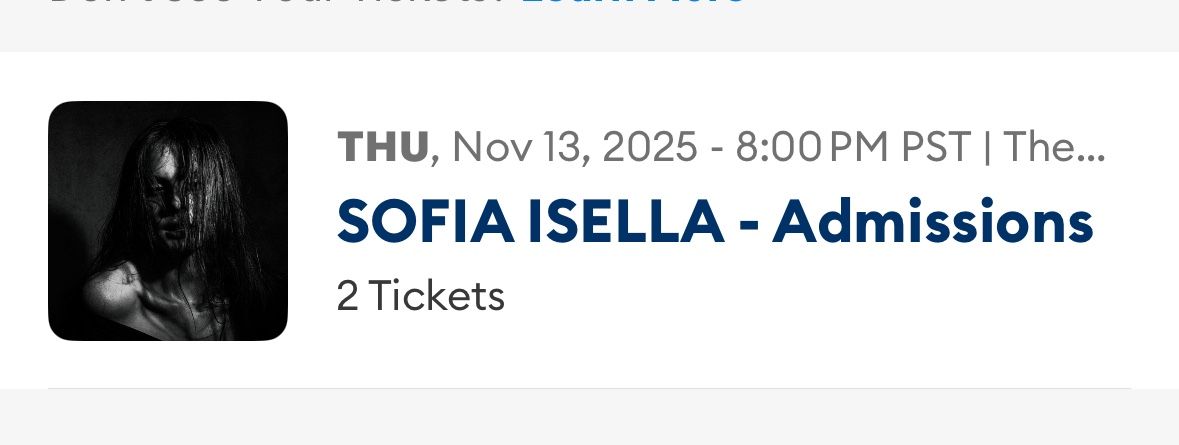 SOFIA ISELLA TICKETS SEATTLE