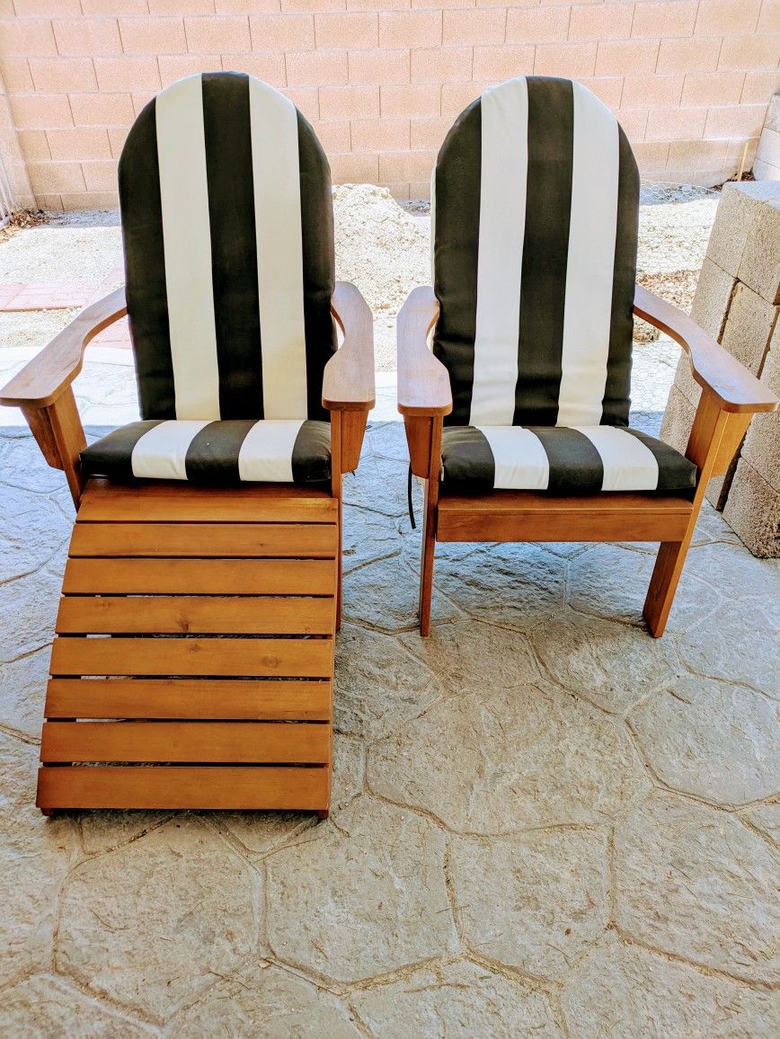 2 World Market Adirondack Chairs Footrest & Cushions