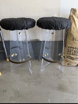 Mid-Century Modern Lucite and Chrome Bar Stool