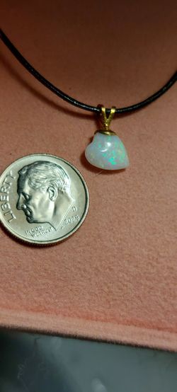 Solid Australian Opal Heart Pendant