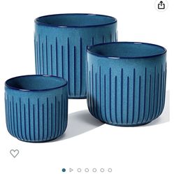 LE TAUCI Ceramic Planters, Set of 3 Plant Pots