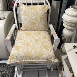 White Wood Rocking Chair With Cushions