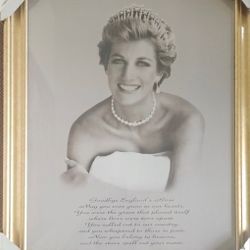 Vintage 1996 Princess Diana Picture . 19"wide x 24 tall  New Never Hung $40