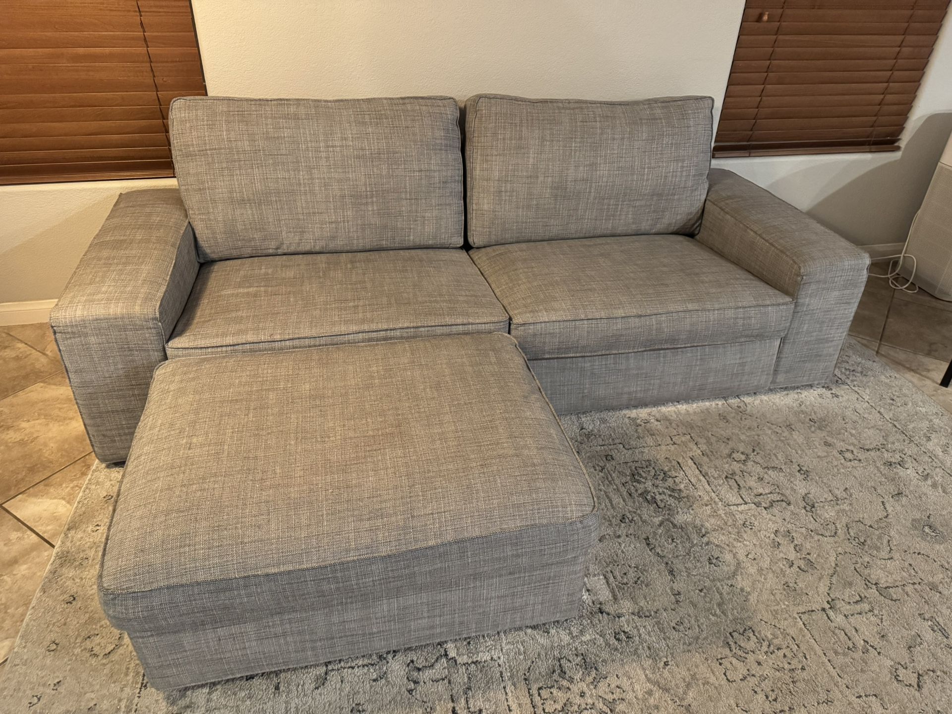 Grey Couch With Ottoman