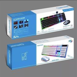 Gaming Keyboard mouse set LED rainbow color backlight gaming game usb wire keyboard