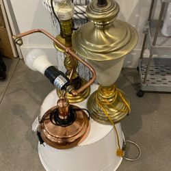 Brass and rose gold lamps