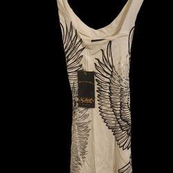 Smet Born On The Street White Eagle Print Mini Dress - Size Medium