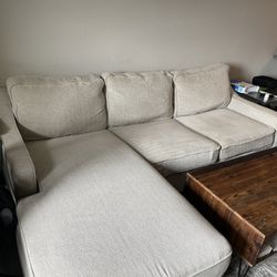 Plush White Linen Couch