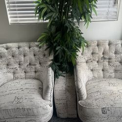 Accent Armchair with Script Fabric 