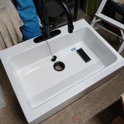 Sink Farmer Style With Faucet Overmount 