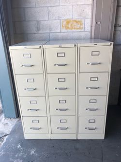 4-Drawer Metal Vertical File Cabinets – Set of 3