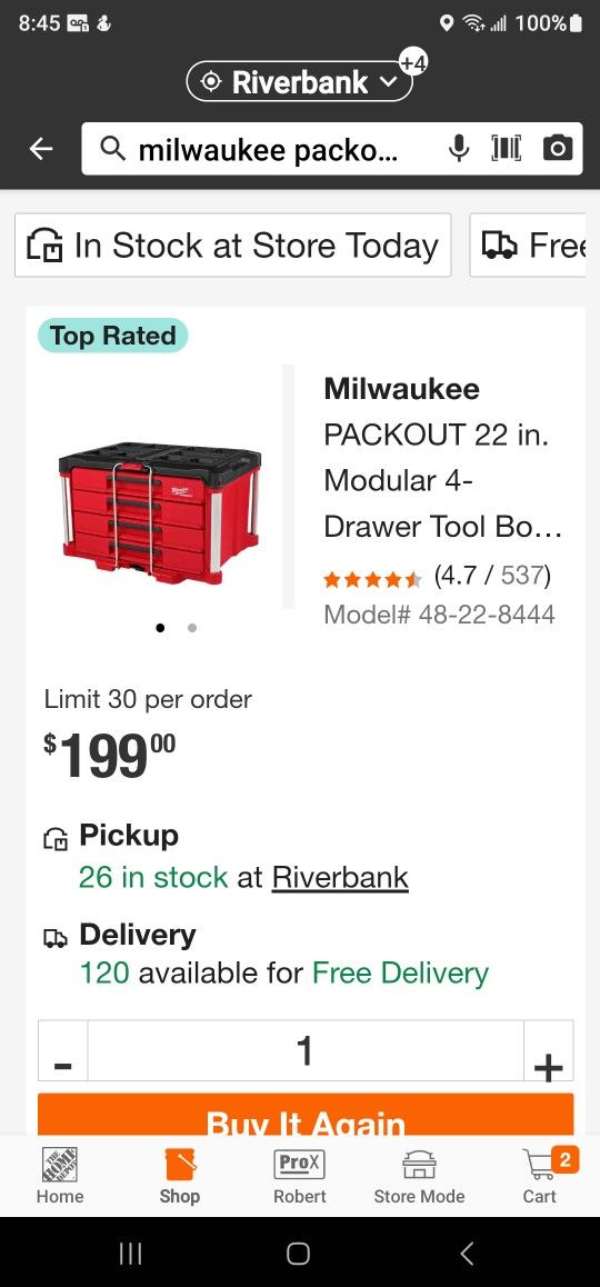 Brand New Milwaukee Packout 4 Drawer $185 FIRM PICKUP IN OAKDALE