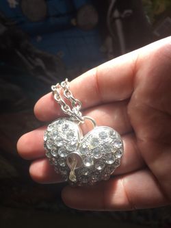Silver chain and diamond heart pendant