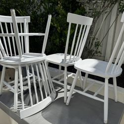 White Wooden Dining Chairs - Qty 4