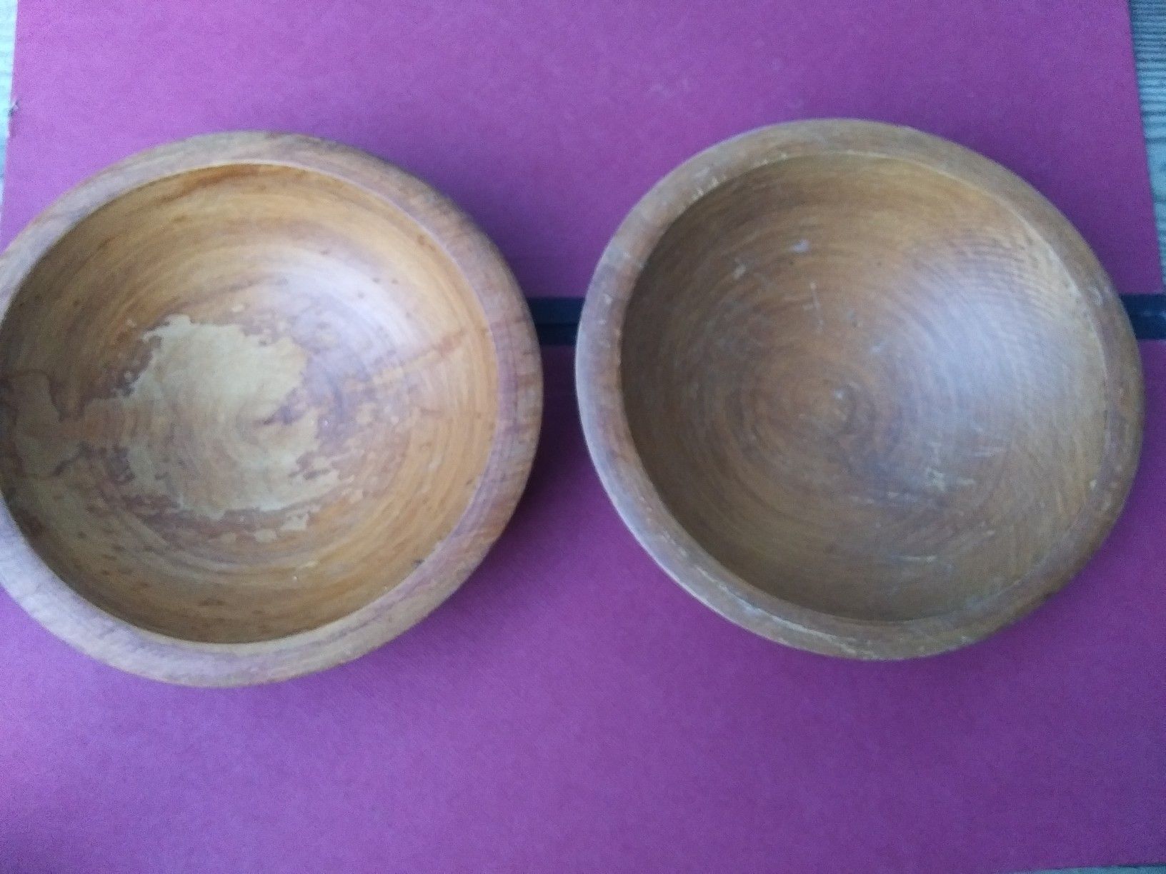 2 older wood craftery wood bowls