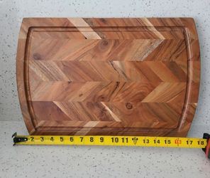 New! Acacia Wood Cutting Board With Juice Catcher, Charcuterie board, 18X12. Heavy Duty: Weight 6lb, 1 Inch Thick. Robert Stanley Signature Collection