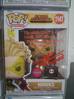Funko Pop Hawks #1147 Flocked Signed My Hero Academia