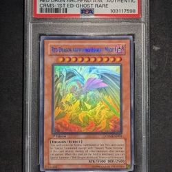YuGiOh RED DRAGON ARCHFIEND 1st Ed Ghost Rare Asian English CRMS-AE004 PSA Auth