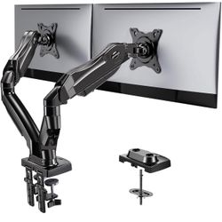 🔥Brand new🔥 Dual Monitor Stand - Full Adjustable Monitor Desk Mount Swivel Vesa Bracket with C Clamp, Grommet Mounting Base for 13 to 32 Inch Comput