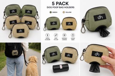 5 Dog Poop Bag Holders – Brand New – Green or Yellow