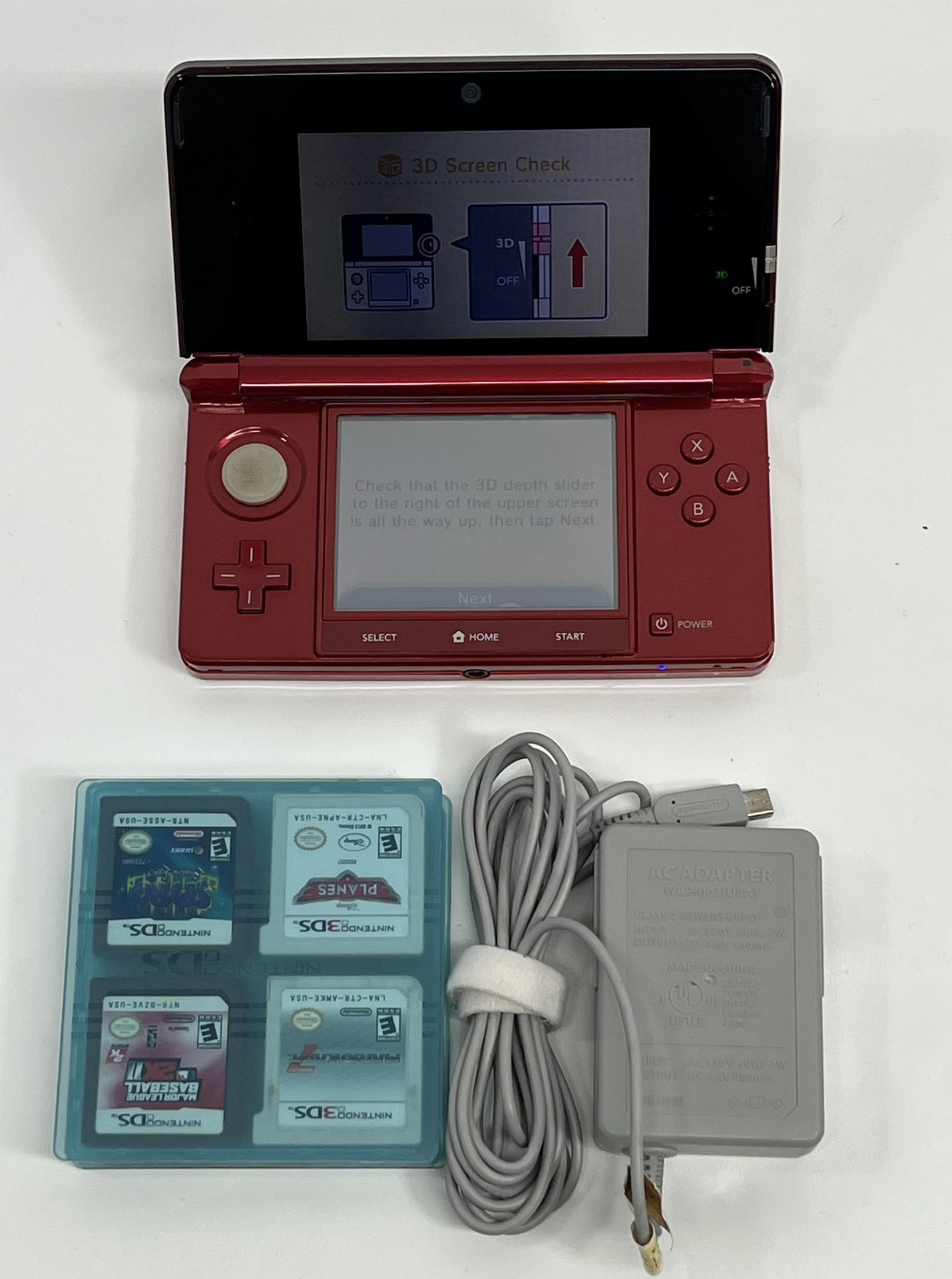 Nintendo 3DS Flame Red CTR-001 Handheld Console Bundle