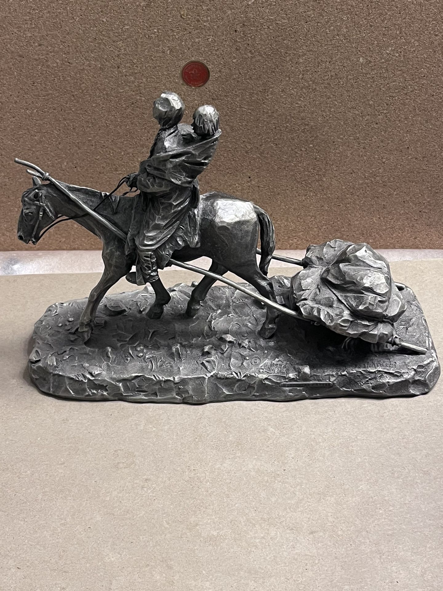 Vintage Rare Pewter Figurines Statue Of American Indian
