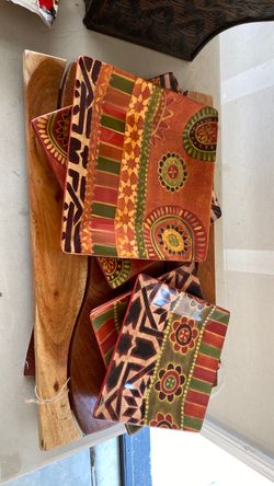 Ceramic Square Plates Bohemian Pattern Set