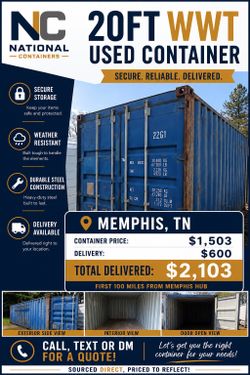 20FT WWT Shipping Container – Memphis TN