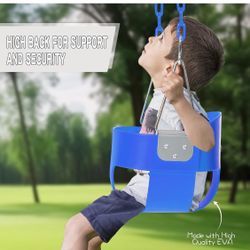 Toddler Swing Seat with Coated Chains, Heavy Duty Kids High Back Bucket Swing with Tree Straps and Hooks for Outdoor, Playground, Backyard, Swings Set