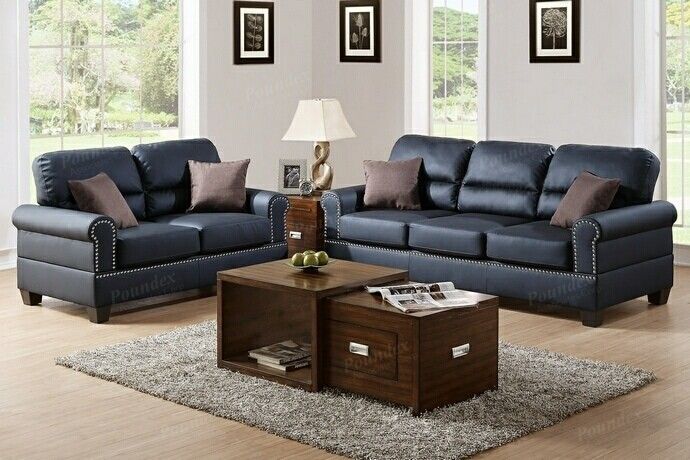 2 Piece Sofa & Loveseat - AVAILABLE IN BLACK OR ESPRESSO BOUNDED LEATHER OR SAND FABRIC 