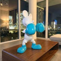 White Mickey Mouse Statue with Blue Gloves- Resin & Fiberglass