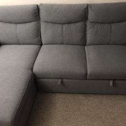 Sofa Chaise w/ Pullout Sleeper & Storage Compartment