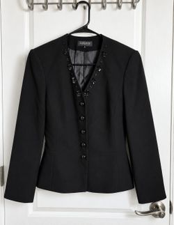 John Meyer Collection Black Embellished Peplum Blazer Women's Size 8