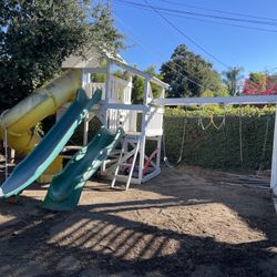 Oak Playset 3 Swings And 3 Slides!!!!