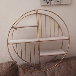 Round Gold Metal Wall Shelf