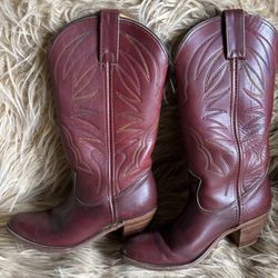 Vintage 100% Quality Leather Cowboy Boots by Double H size 7.5