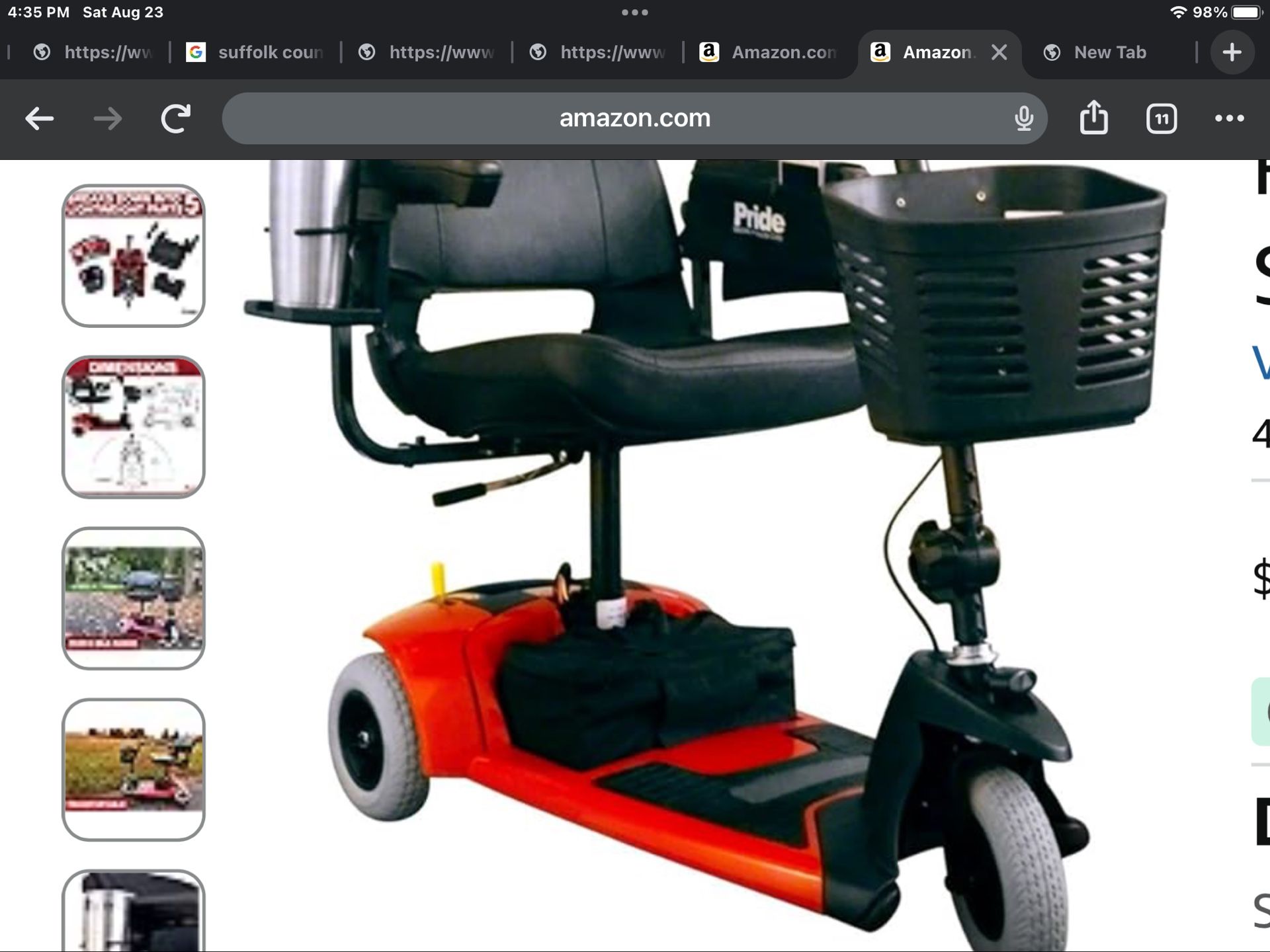 Pride 3 Wheel Mobility Travel Scooter New