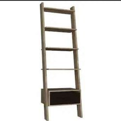 New 5 SHELF Ladder Bookcase With Drawer