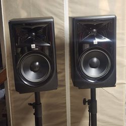 JBL 308P MkII powered studio monitors with stands & nano patch +