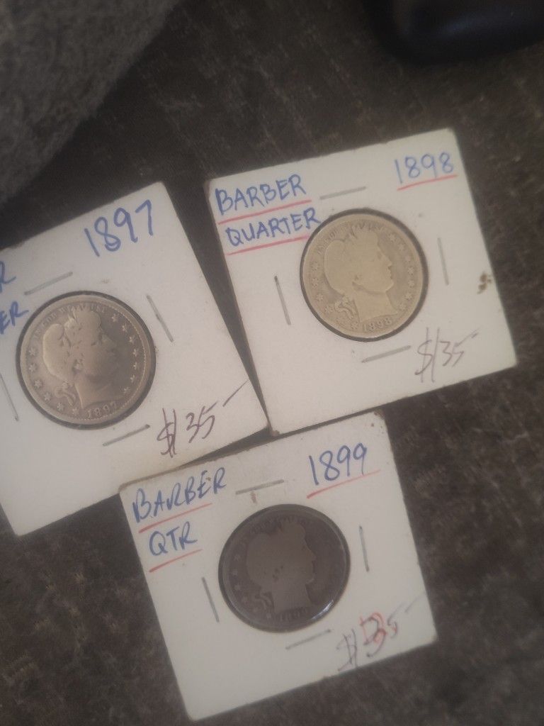 1897,1898,1899 Barber Quarters