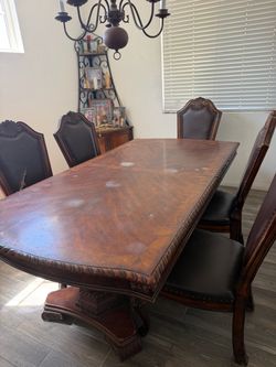 Beautiful Carved Wood Dining Set – Table + 6 Chairs – $600 OBO